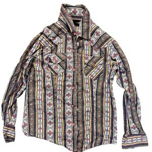 Cruel Girl's‎ Western Shirt Striped Pink Snap Button Long Sleeve Size S/6-7
